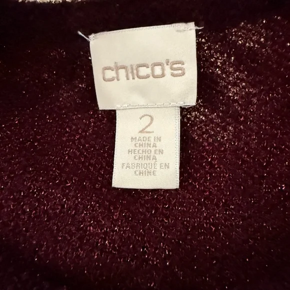 Chico's Burgundy and Red Patterned Sweater - Picture 7 of 8